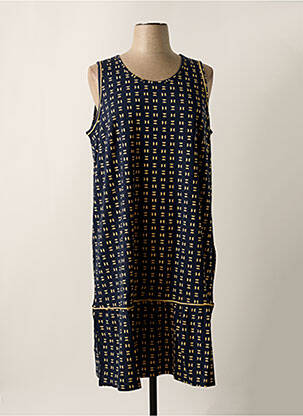 Robe mi-longue imprimé fantaisie sans manche bleu SHEEGO femme
