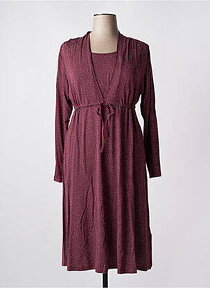 Robe mi-longue imprimé fantaisie manches longues rouge SHEEGO femme