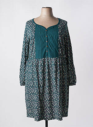 Robe mi-longue coupe fluide manches longues vert SHEEGO femme