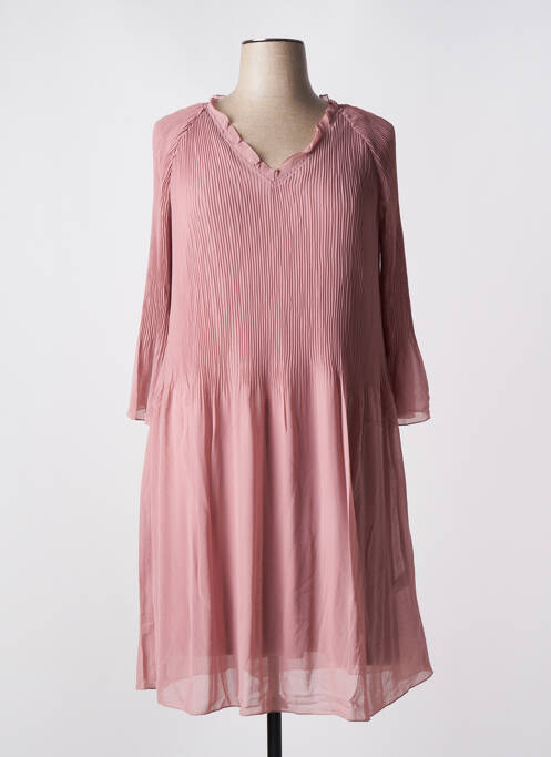 Robe mi-longue coupe fluide manches 3/4 rose SHEEGO femme