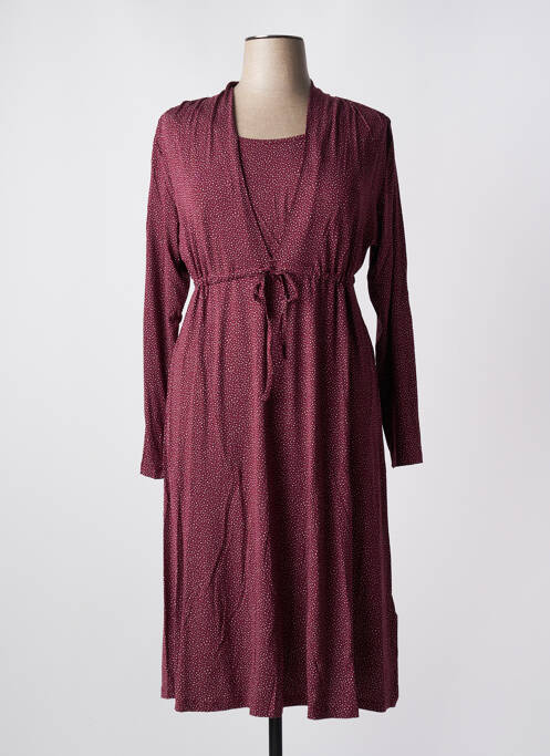Robe mi-longue imprimé fantaisie manches longues rouge SHEEGO femme