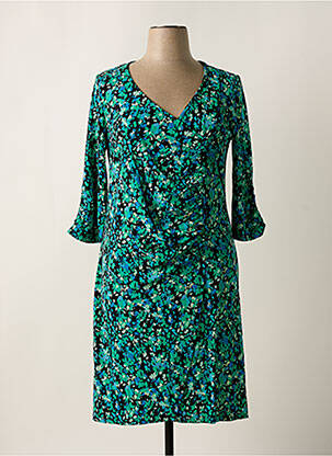 Robe mi-longue coupe fluide manches longues vert SHEEGO femme
