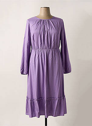 Robe mi-longue coupe fluide manches longues violet SHEEGO femme