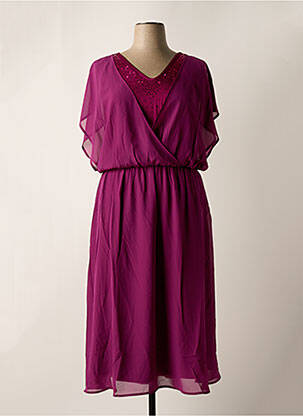 Robe longue manches courtes manches courtes violet SHEEGO femme