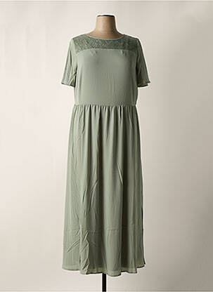 Robe longue manches courtes manches courtes vert SHEEGO femme