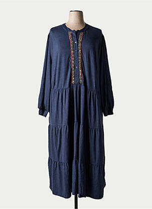 Robe longue manches longues manches longues bleu SHEEGO femme