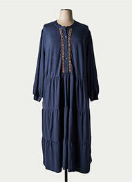 Robe longue manches longues manches longues bleu SHEEGO femme
