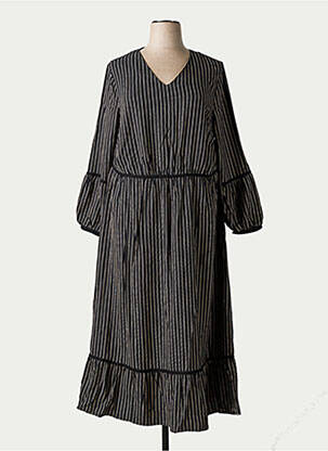 Robe longue manches longues manches longues noir SHEEGO femme