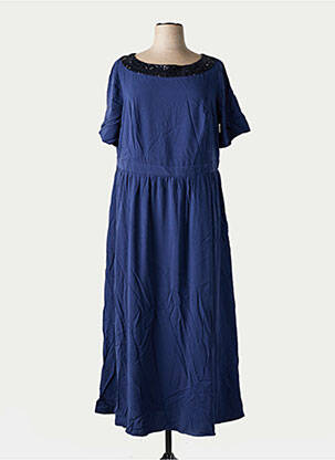 Robe longue manches courtes manches courtes bleu SHEEGO femme