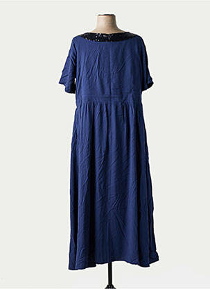 Robe longue manches courtes manches courtes bleu SHEEGO femme