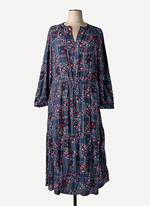 Robe longue manches longues manches longues bleu SHEEGO femme