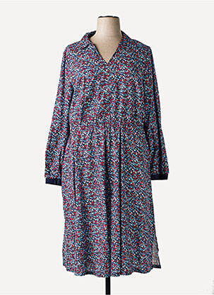 Robe mi-longue imprimé fleurs manches longues bleu SHEEGO femme
