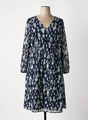 Robe mi-longue imprimé fantaisie manches longues bleu SHEEGO femme