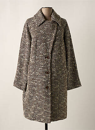 Manteau long coupe droite sans capuche marron LINEA TESINI femme