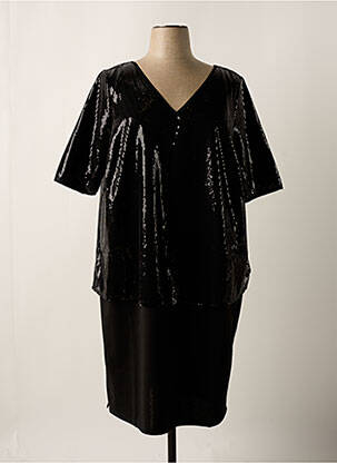 Robe mi-longue manches courtes manches courtes noir SHEEGO femme