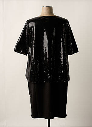 Robe mi-longue manches courtes manches courtes noir SHEEGO femme