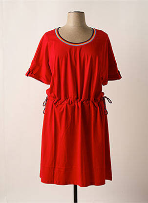 Robe mi-longue manches courtes manches courtes rouge SHEEGO femme