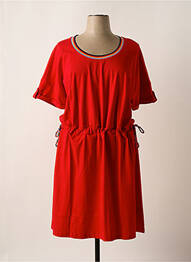 Robe mi-longue manches courtes manches courtes rouge SHEEGO femme