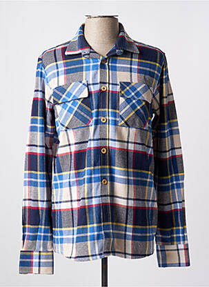 Chemise manches longues imprimé écossais bleu YELLOW SKIN homme