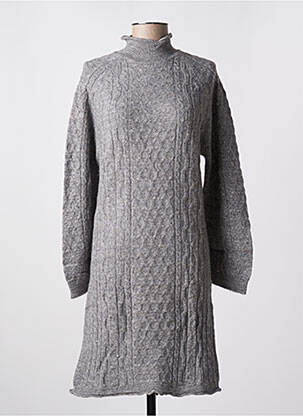 Robe mi-longue manches longues manches longues gris EDC femme