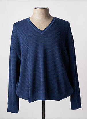 Pull col v manches longues bleu RHODAMEL homme