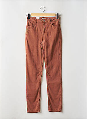 Pantalon droit stretch taille haute marron KANOPE femme