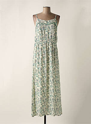 Robe longue manches bretelles ajustables fines bretelles beige C'EST BEAU LA VIE femme