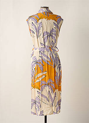 Robe mi-longue imprimé fleurs sans manche orange SCORZZO femme