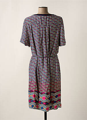 Robe mi-longue coupe fluide manches courtes rose CHRISTINE LAURE femme