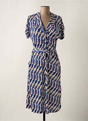 Robe mi-longue manches courtes manches courtes bleu SCORZZO femme