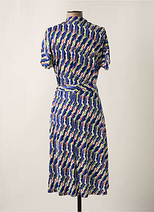 Robe mi-longue manches courtes manches courtes bleu SCORZZO femme