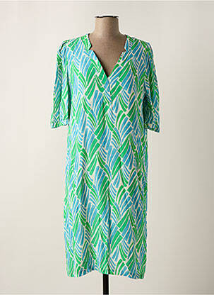 Robe mi-longue coupe fluide manches courtes vert SIGNE NATURE femme