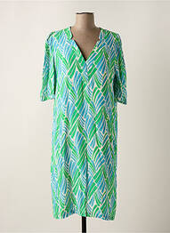 Robe mi-longue coupe fluide manches courtes vert SIGNE NATURE femme