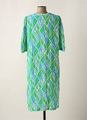 Robe mi-longue coupe fluide manches courtes vert SIGNE NATURE femme
