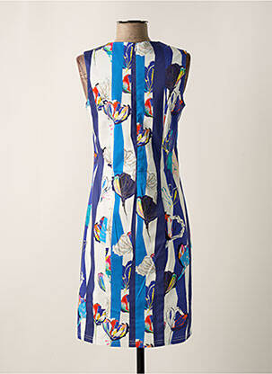 Robe mi-longue imprimé fleurs sans manche bleu FRANCE RIVOIRE femme