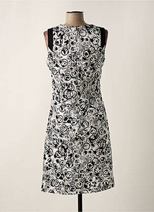 Robe mi-longue imprimé fantaisie sans manche noir FRANCE RIVOIRE femme