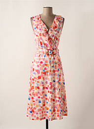 Robe mi-longue imprimé fantaisie sans manche orange K-DESIGN femme