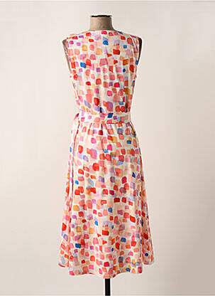 Robe mi-longue imprimé fantaisie sans manche orange K-DESIGN femme