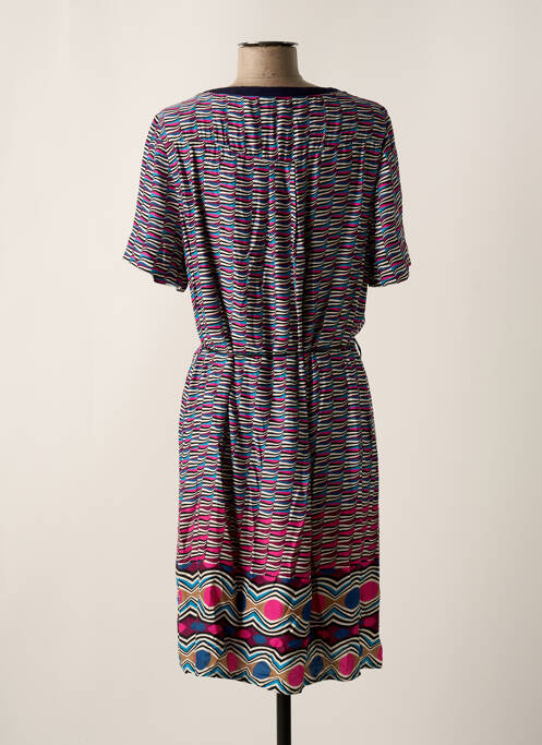 Robe mi-longue coupe fluide manches courtes rose CHRISTINE LAURE femme