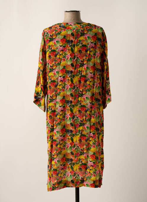 Robe mi-longue coupe fluide manches courtes jaune FROGBOX femme