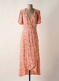 Robe longue imprimé fleurs manches courtes rose FABIENNE CHAPOT femme