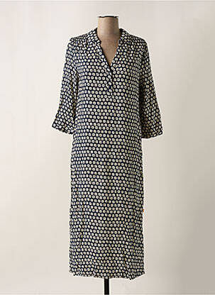 Robe longue coupe cintrée manches 3/4 bleu DIPLODOCUS femme