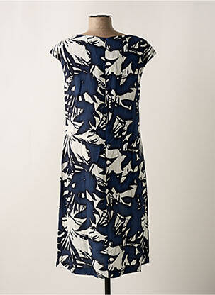 Robe mi-longue imprimé fantaisie manches courtes bleu ORTO BOTANICO femme