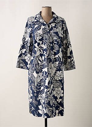 Robe mi-longue imprimé fleurs manches 3/4 bleu THOMAS RABE femme