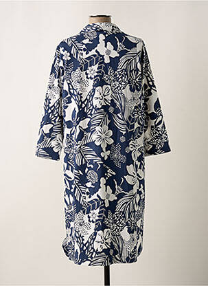 Robe mi-longue imprimé fleurs manches 3/4 bleu THOMAS RABE femme