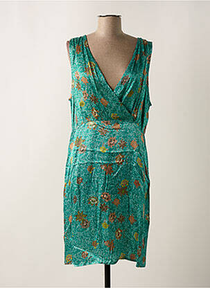 Robe mi-longue imprimé fleurs sans manche vert CREAM femme