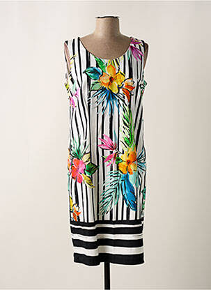 Robe mi-longue imprimé fleurs sans manche noir PAUSE CAFE femme