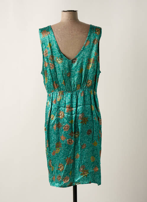 Robe mi-longue imprimé fleurs sans manche vert CREAM femme