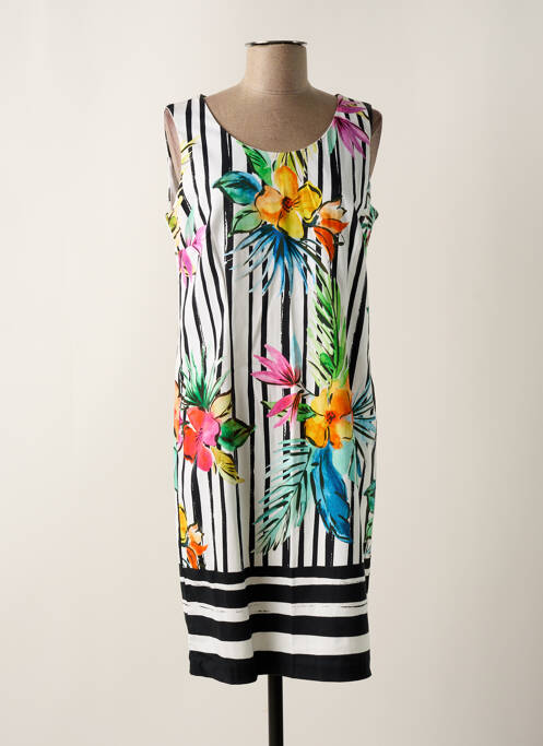 Robe mi-longue imprimé fleurs sans manche noir PAUSE CAFE femme