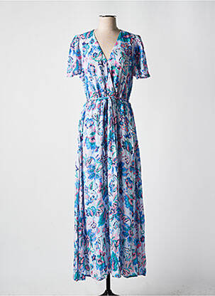Robe longue manches courtes manches courtes bleu C'EST BEAU LA VIE femme